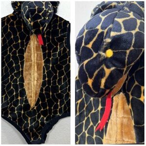 Snake Costume Black Bodysuit Hoodie Tail Zip Up Halloween Cosplay Vintage S/M